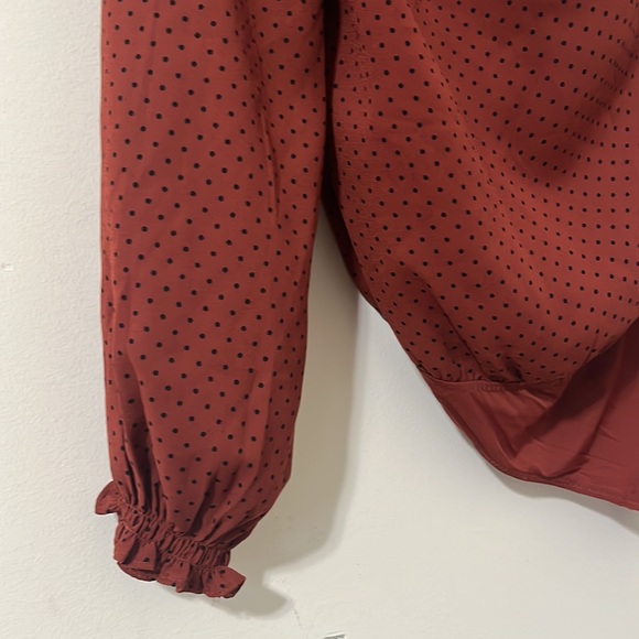 Abercrombie & Fitch One Shoulder Terracotta Polkadot Thong Ruched Bodysuit Sz L - Picture 3 of 11